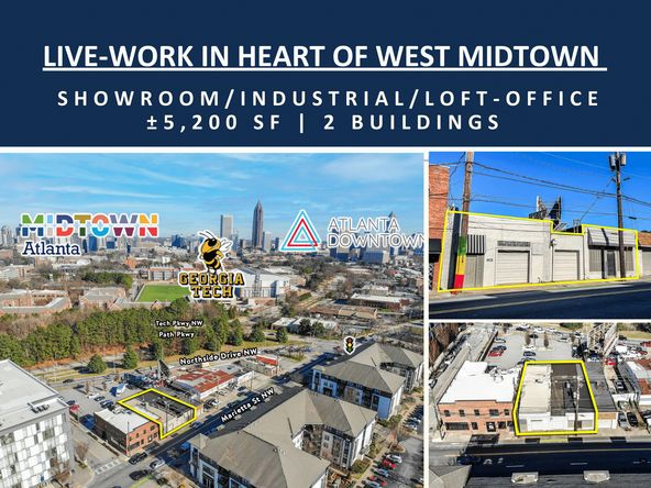 Live-Work Opportunity in Heart of West Midtown | ± 5,200 SF | Showroom/ Industrial/ Loft-Office: 903 & 905 Marietta St NW, Atlanta, GA 30318